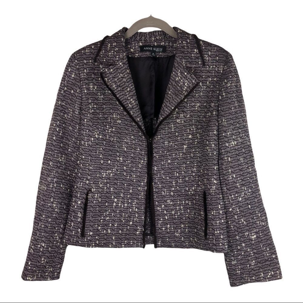 Anne Klein Purple, White, Black Blazer, Wool Mix